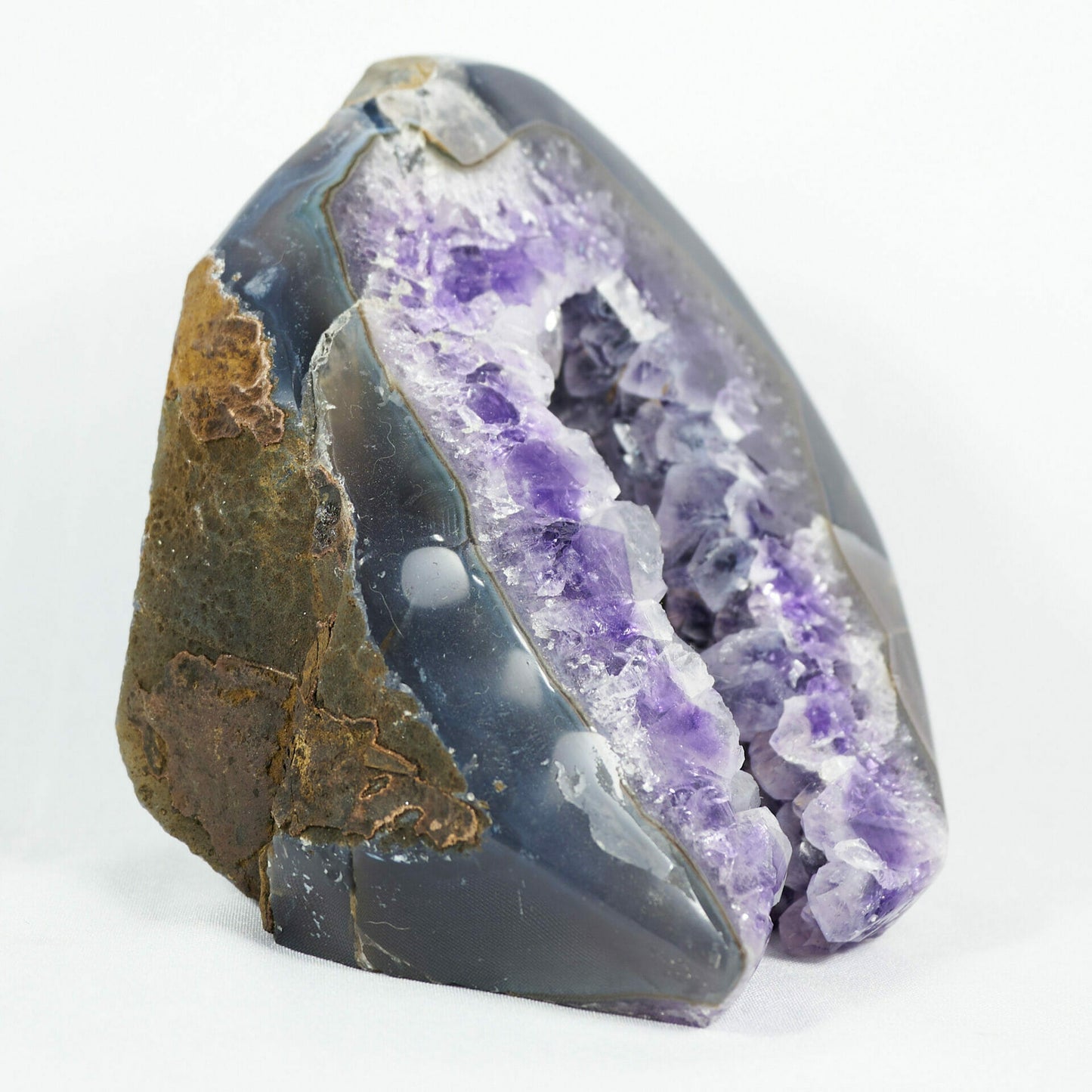 Gorgeous amethyst geode base cluster with high contrast color side 1