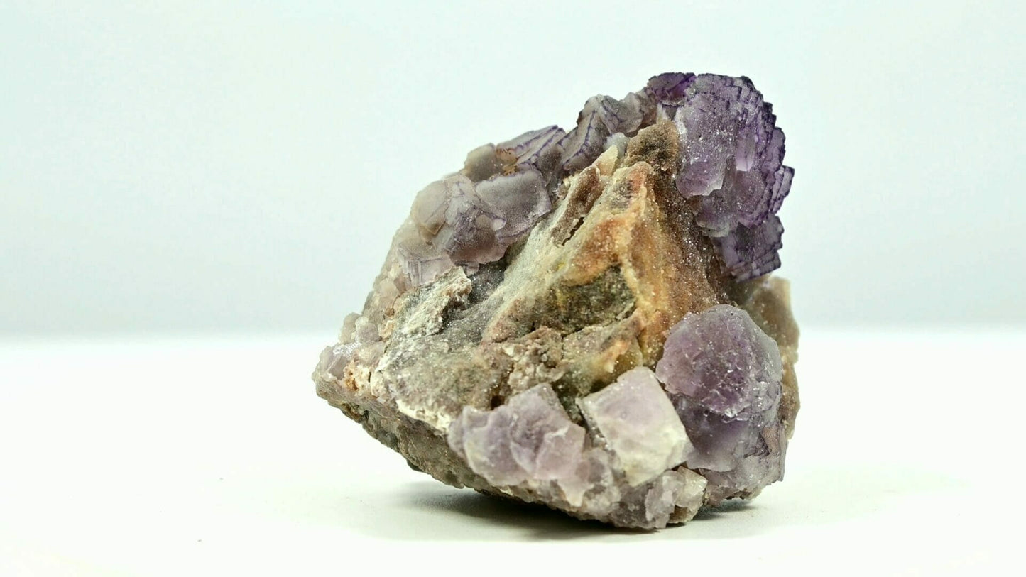 No damage 3 formations purple frame fluorites with druzy sugar base pretty rare GuiZhou side 1