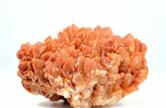 Amazing Orange Calcite cluster with lots of triangle crystals