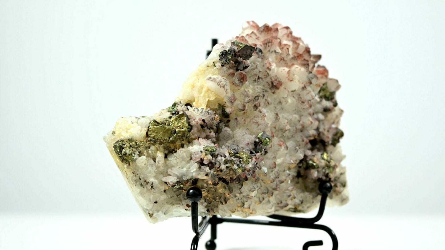 Red shadowed Crystals symbiosis with Pyrite and Sphalerite specimen side 2