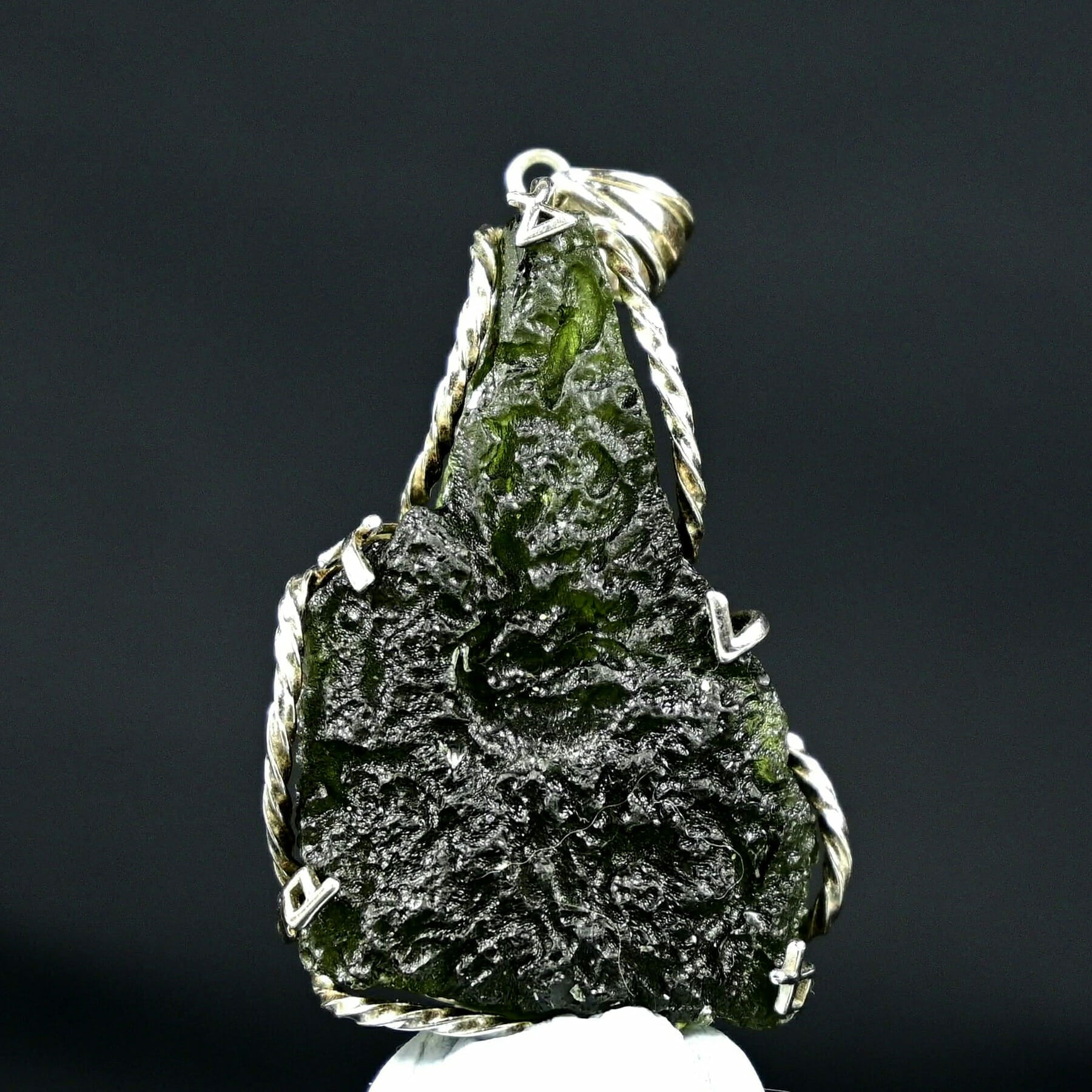 Wonderful TRUE Glass Meteorite Real Moldavite with certification from Taiwan Top Laboratory! No Light Front