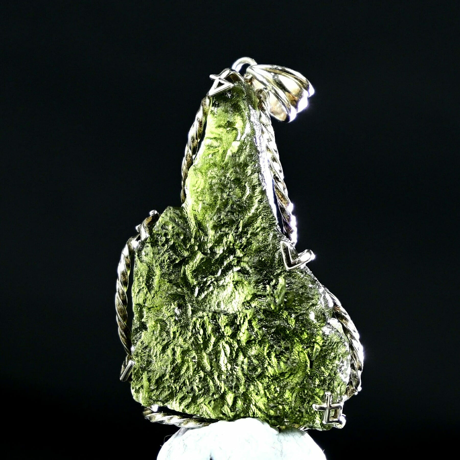 Wonderful TRUE Glass Meteorite Real Moldavite with certification from Taiwan Top Laboratory! Light front