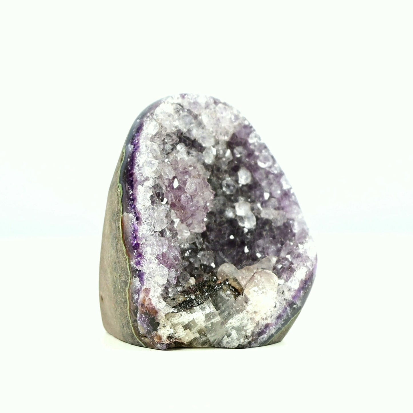 Dreamy wonderful amethyst base cluster with big and complete crystal flower side 1