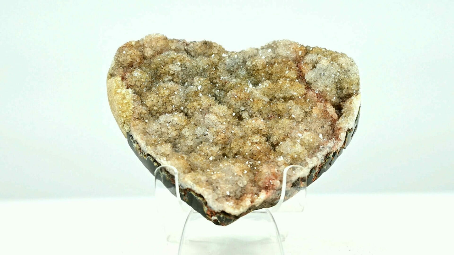 Wonderful yellow sugar druzy heart nice shape with multiple colors front