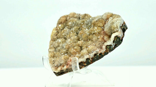 Wonderful yellow sugar druzy heart nice shape with multiple colors side 1